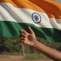 Spirit of Independence: Majestic Indian Flag, generative ai