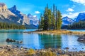 Spirit Island in Maligne Lake, Alberta, Canada Royalty Free Stock Photo