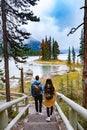 Spirit Island in Maligne Lake, Jasper National Park, Alberta, Canada Royalty Free Stock Photo