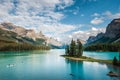 Spirit Island on Maligne Lake, Jasper National Park, Alberta, Canada Royalty Free Stock Photo