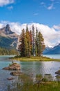 Spirit island in Maligne lake, Jasper National Park, Alberta, Rocky Mountains Canada Royalty Free Stock Photo