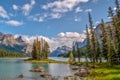 Spirit island in Maligne lake, Jasper National Park Alberta Rocky Mountains Canada Royalty Free Stock Photo