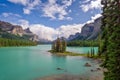 Spirit island in Maligne lake, Jasper National Park, Alberta, Rocky Mountains Canada Royalty Free Stock Photo