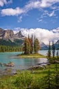 Spirit island in Maligne lake, Jasper National Park, Alberta, Rocky Mountains Canada Royalty Free Stock Photo