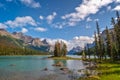 Spirit island in Maligne lake, Jasper National Park, Alberta, Rocky Mountains Canada Royalty Free Stock Photo