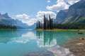 Spirit Island Reflection, Maligne Lake, Jasper, Canada Royalty Free Stock Photo