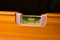 spirit level ruler yellow precision bubble close up Royalty Free Stock Photo