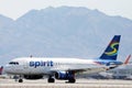 Spirit airplane taxiing at Las Vegas Airport LAS, livery