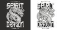 Spirit warrior dragon poster monochrome