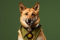 Spirited Dingo with Ranger\'s Compass Portrait. Generative AI illustration