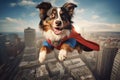 Canine Crusader Over the City. Generative AI