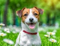 Spirited Jack Russell Terrier enjoys a playful day in a sun-kissed park