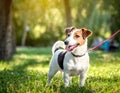 Spirited Jack Russell Terrier enjoys a playful day in a sun-kissed park