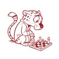 Spirited Jaguar Playing Chess with Focus Royalty Free Stock Photo