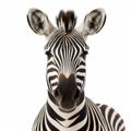 Spirited Portraits: Stunning Close-up Of Zebra On White Background Royalty Free Stock Photo