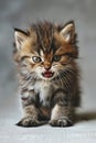 A spirited tabby kitten with striking tufts of fur