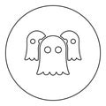 Spirits Ghosts icon in circle round black color vector illustration image outline contour line thin style