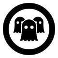 Spirits Ghosts icon in circle round black color vector illustration image solid outline style