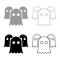 Spirits Ghosts set icon grey black color vector illustration image solid fill outline contour line thin flat style