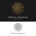 Spiritual Awakening with Flower of Life and 7 Chakra Symbols Logo Design Template