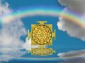 Spiritual background for meditation with sri yantra symbol Royalty Free Stock Photo