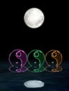 Spiritual background for meditation with yin yang symbol and   full moon in sea reflection Royalty Free Stock Photo