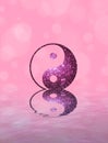 Spiritual background for meditation with yin yang symbol and rainbow in sea reflection Royalty Free Stock Photo