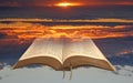 Spiritual bible light open holy book Royalty Free Stock Photo