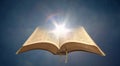 Spiritual bible light open holy book Royalty Free Stock Photo