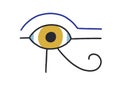 Spiritual Egyptian eye of Ra god. Magic holy ancient symbol of Egypt. Esoteric abstract eyeball in doodle style. Modern