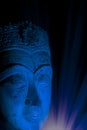 Spiritual enlightenment Buddha head in mindful meditation trance