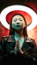 spiritual enlightenment cyberpunk girl praying Royalty Free Stock Photo