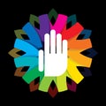 Spiritual hand on colorful background