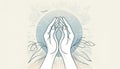 Spiritual Healing Hands Illustration, Wellness and Balance Concept