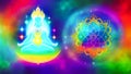 Spiritual, healing, oneness, heaven, gradation, love, goddess, girl cartoon, hope, happiness, luck, aura, magic, meditation,