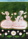 Spiritual hermetic illustration of radha and krishna world of sacred lotus flowers