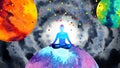 Spiritual human meditate mental mind soul health connect universe chakra healing peace yoga breath holistic imagine inspiring Royalty Free Stock Photo