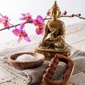Spiritual inner beauty bath with buddhism, meditation and massage Royalty Free Stock Photo