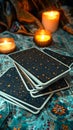 Spiritual insight Tarot reading with cards and candlelight for divination