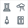 Spiritual line icons. linear set. quality vector line set such as bible, bell, god