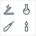 Spiritual line icons. linear set. quality vector line set such as furin, pendulum, magic potion