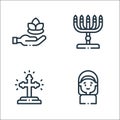 Spiritual line icons. linear set. quality vector line set such as nun, cross, menorah