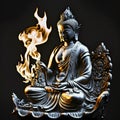 Spiritual meditating Buddha statue. Buddhist religion main spirituality figure. Zen and enlightenment idea. Made with Generative