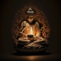 Spiritual meditating Buddha statue. Buddhist religion main spirituality figure. Zen and enlightenment idea. Made with Generative