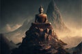 Spiritual meditating Buddha statue. Buddhist religion main spirituality figure. Zen and enlightenment idea. Made with Generative