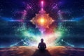 Spiritual meditation, cosmic energy, inner harmony, transcendental experience, healing concept Royalty Free Stock Photo