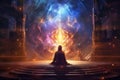 Spiritual meditation, cosmic energy, inner harmony, transcendental experience, healing concept Royalty Free Stock Photo