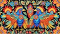 Spiritual mystic bird life decorative ceremony embroidery pattern