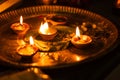 spiritual oil lamp called aarti in india on the occasion of holy ritual at home Royalty Free Stock Photo