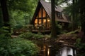 a spiritual retreat cabin surrounded by nature